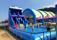 Glissement et glissière gonflables bleus commerciaux avec la grande piscine pour l'adulte et les enfants