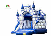 Château sautant gonflable d'enfants de bâche de PVC du bleu 0.55mm avec la glissière