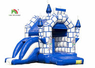 Château sautant gonflable d'enfants de bâche de PVC du bleu 0.55mm avec la glissière