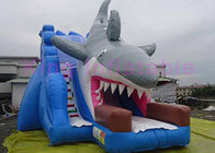 EN14960 glissière sèche gonflable pour des enfants, glissière gonflable bleue de requin de double point