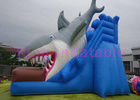 EN14960 glissière sèche gonflable pour des enfants, glissière gonflable bleue de requin de double point