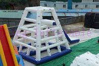 Le jouet de PVC de la coutume 0.9mm de l'eau/Aqua gonflables bleus/blancs de la CE glisse pour le parc aquatique