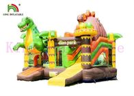 Château plein d'entrain d'explosion de PVC de thème de dinosaure avec l'aventure de jungle de glissière pour des enfants