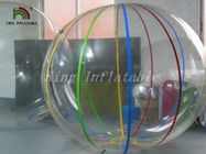 promenade transparente de PVC de 1.0mm sur la boule gonflable de l'eau avec des ficelles bleues