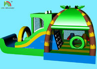 Crocodile vert sautant gonflable d'intérieur de château de parcours du combattant de parc, forêt de noix de coco - mélange orienté
