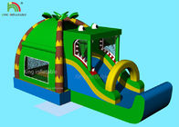 Crocodile vert sautant gonflable d'intérieur de château de parcours du combattant de parc, forêt de noix de coco - mélange orienté