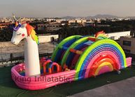 EN71 glissière de PVC Unicorn Bouncer Inflatable Rainbow Dry de 0,55 millimètres