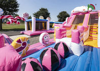 Parc d'attractions gonflable de Candyland de Platon de rose commercial de PVC 10m avec la glissière