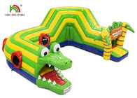 Jeux gonflables gonflables de sports de parcours du combattant de crocodile 6.5x5.5m vert extérieur