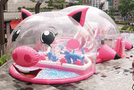 Terrain de jeu gonflable de porc commercial de rose avec la couverture de tente de bulle