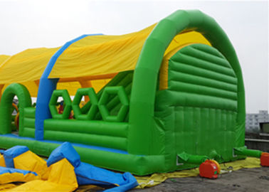 Preuve de l'eau et parc d'attractions gonflable ignifuge avec le toit en vert