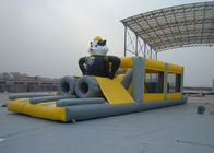 Parc d'attractions gonflable extérieur jaune avec le modèle de panda adapté aux besoins du client