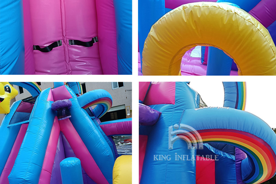Chambres gonflables de rebond de l'eau d'arc-en-ciel de princesse Pink Giant Jumping de glissière d'Unicorn Bouncy Castle With Water d'enfants