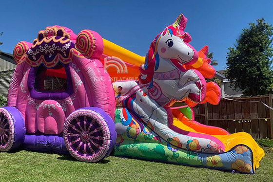 Les enfants font la fête princesse Carriage Bounce House avec le château gonflable commercial de videur de glissière pour des filles