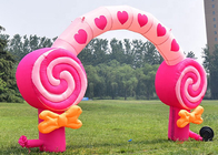 Voûte gonflable de soie de sucrerie de décoration de fête d'anniversaire des enfants roses pour le festival