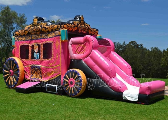 Chambre gonflable de rebond de jeu d'enfants de videurs de princesse Pink Bouncy Castle combinée avec la glissière