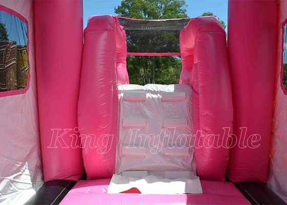 Chambre gonflable de rebond de jeu d'enfants de videurs de princesse Pink Bouncy Castle combinée avec la glissière