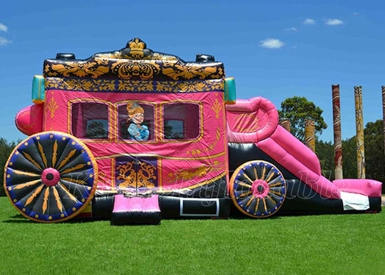 Chambre gonflable de rebond de jeu d'enfants de videurs de princesse Pink Bouncy Castle combinée avec la glissière