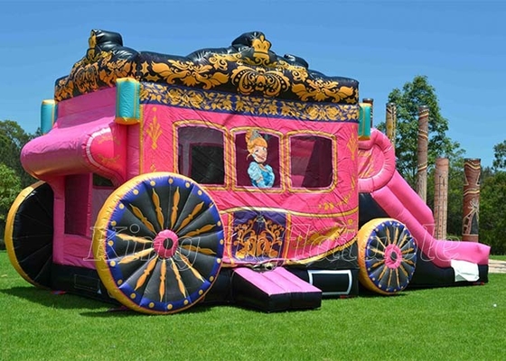 Chambre gonflable de rebond de jeu d'enfants de videurs de princesse Pink Bouncy Castle combinée avec la glissière