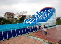 Parcs aquatiques gonflables de dauphin de bassin bleu de soutien avec le PVC de Platon de glissière