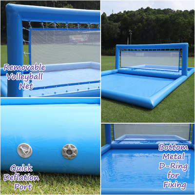 33x16.5x7FT Cour gonflable de volley-ball Réseau de volley-ball de plage Volley-ball de piscine Champ d'eau avec pompe à air pour le jeu en plein air
