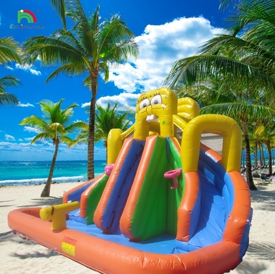 Glissière d'eau commerciale gonflable pour enfants extérieur double voie glissière d'eau maison de rebond glissière d'eau gonflable avec piscine