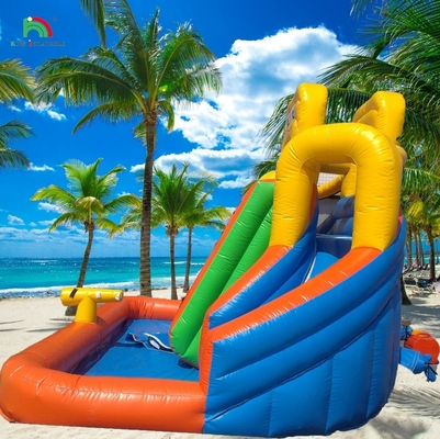 Glissière d'eau commerciale gonflable pour enfants extérieur double voie glissière d'eau maison de rebond glissière d'eau gonflable avec piscine