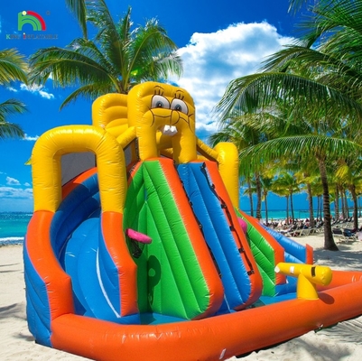 Glissière d'eau commerciale gonflable pour enfants extérieur double voie glissière d'eau maison de rebond glissière d'eau gonflable avec piscine