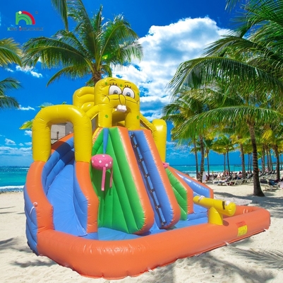 Glissière d'eau commerciale gonflable pour enfants extérieur double voie glissière d'eau maison de rebond glissière d'eau gonflable avec piscine