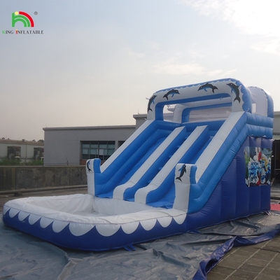 Glissière à eau commerciale gonflable pour enfants en extérieur à double voie Glissières à eau gonflable avec piscine