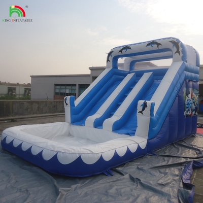 Glissière à eau commerciale gonflable pour enfants en extérieur à double voie Glissières à eau gonflable avec piscine