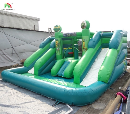 Glissière d'eau commerciale gonflable pour enfants extérieur double voie glissière d'eau maison de rebond glissière d'eau gonflable avec piscine