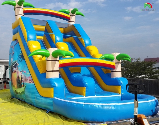 Double glissière gonflable glissière à eau Palm Tree gonflable glissière humide sèche pour les enfants et les adultes