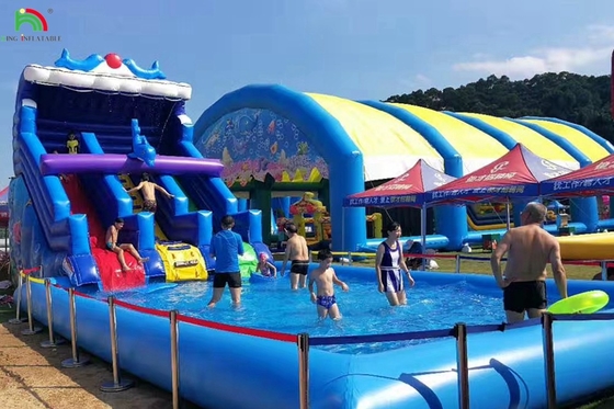 Grand toboggan gonflable avec arc-en-ciel double voie toboggan avec piscine pour adultes