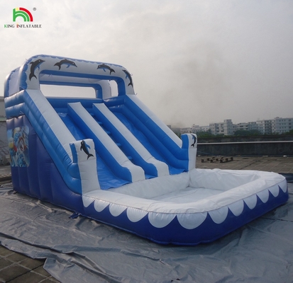 Grand toboggan gonflable avec arc-en-ciel double voie toboggan avec piscine pour adultes