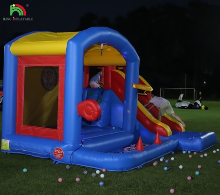 Château gonflable avec souffleur, Château gonflable avec toboggan, escalade, obstacles, trampoline, piscine à billes