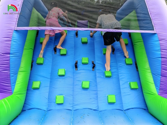 Glissière à eau gonflable à double voie combinée avec obstacle de piscine pour grimper
