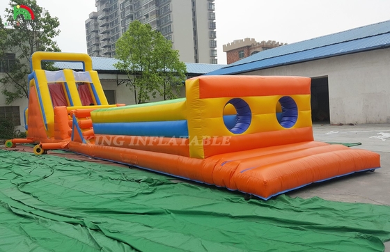 Jeux de carnaval gonflables sur mesure Course d'obstacles avec doubles voies d'escalade et de glissement
