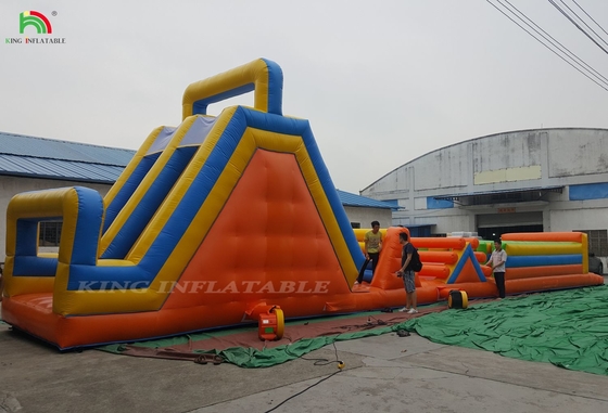 Jeux de carnaval gonflables sur mesure Course d'obstacles avec doubles voies d'escalade et de glissement