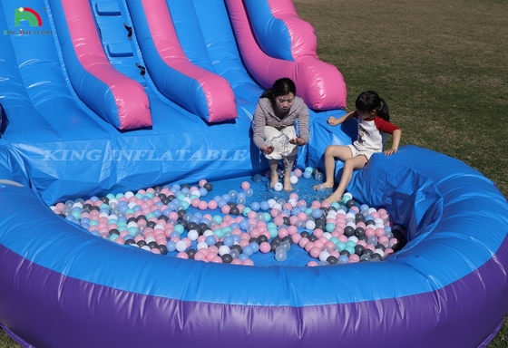 Commercial 100% PVC double voie gonflable toboggan d'eau extérieur humide sec Grand toboggan d'eau avec piscine