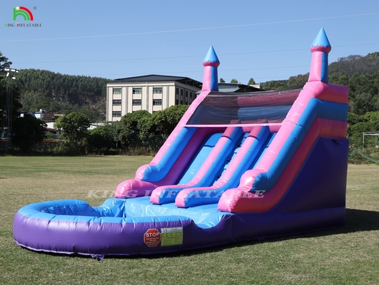 Commercial 100% PVC double voie gonflable toboggan d'eau extérieur humide sec Grand toboggan d'eau avec piscine