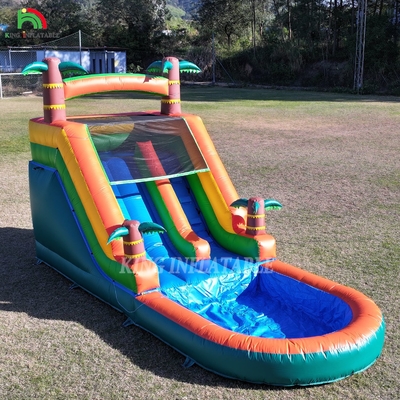 21x9x12FT Commercial Grade PVC Bounce House Glissières gonflables à eau Glissière tropicale avec éclaboussure