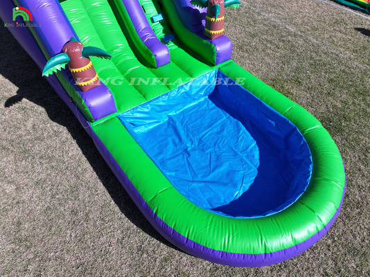 Commercial PVC gonflable toboggan d'eau de jardin extérieur enfants toboggan d'eau avec plus grande piscine et souffleur d'eau 1100W