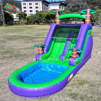 Commercial PVC gonflable toboggan d'eau de jardin extérieur enfants toboggan d'eau avec plus grande piscine et souffleur d'eau 1100W