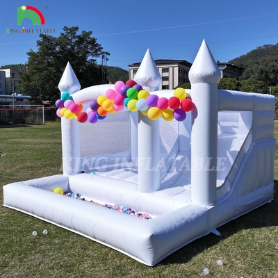 13x13x10ft Commercial White Bounce House Grand Jumper Château gonflable gonflable pour les enfants Adultes avec toboggan et trou de balle