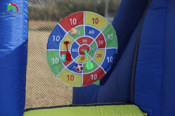 Fête des enfants mouillée sèche gonflable maison de rebond de glissière d'eau bouncer combo avec plus grande piscine d'éclaboussure grimpeur souffleur panier dartboard