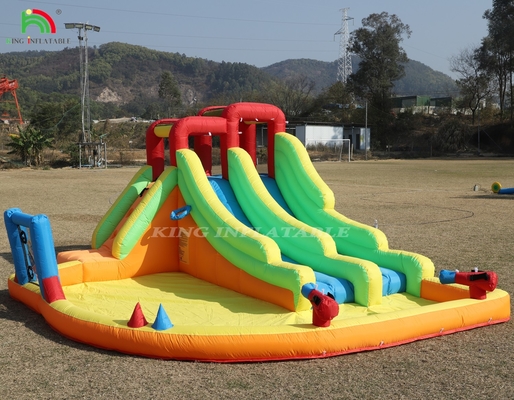 Chambre gonflable double voie glissière gonflable avec piscine à eau Trampoline Tir à l'élastique Net Basket Climbing