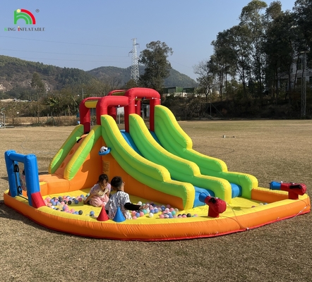 Chambre gonflable double voie glissière gonflable avec piscine à eau Trampoline Tir à l'élastique Net Basket Climbing