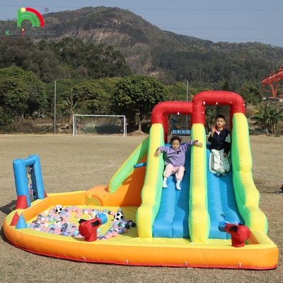 Chambre gonflable double voie glissière gonflable avec piscine à eau Trampoline Tir à l'élastique Net Basket Climbing
