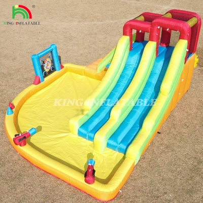 Chambre gonflable double voie glissière gonflable avec piscine à eau Trampoline Tir à l'élastique Net Basket Climbing